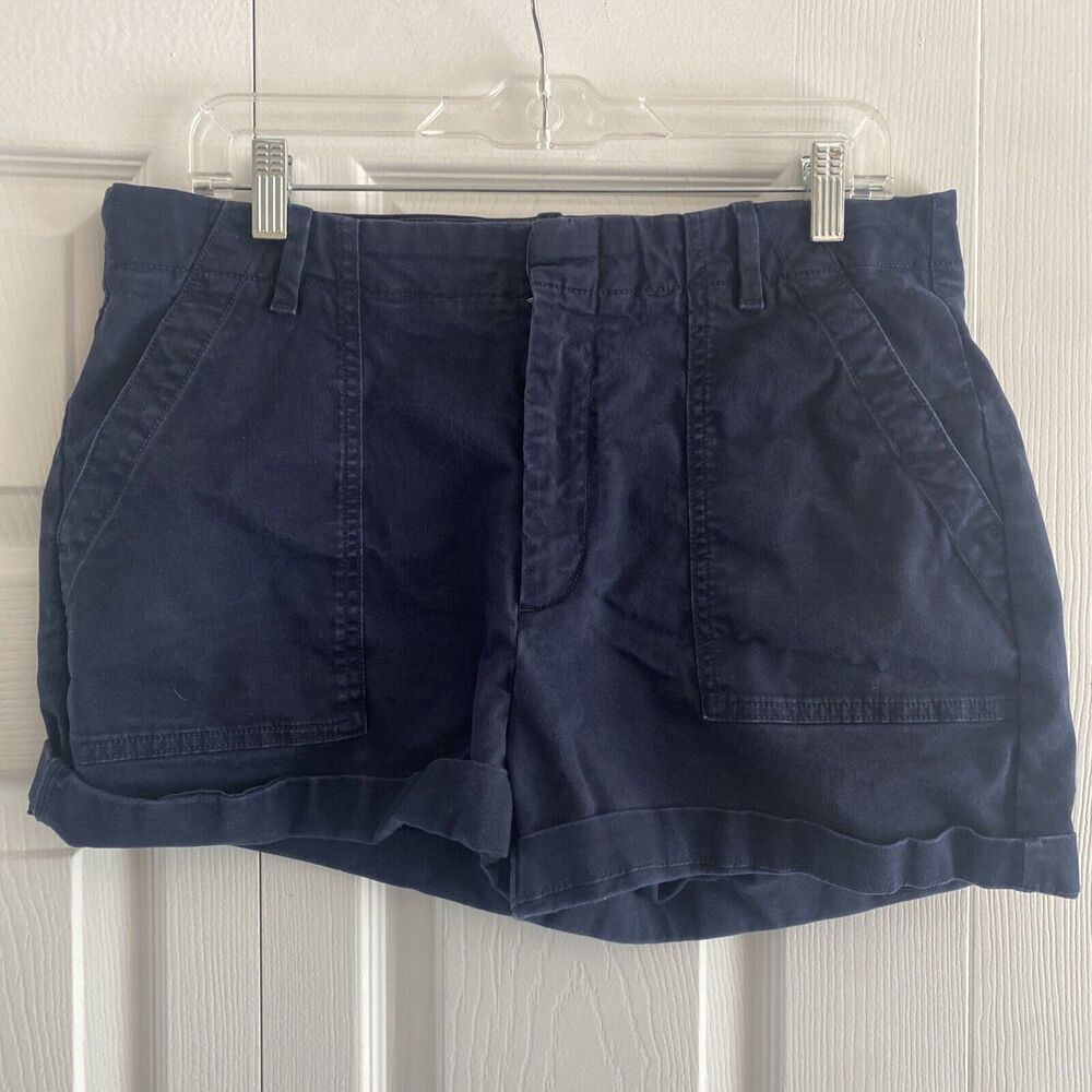 Banana Republic‎ Authentic Chino Navy Cuffed Shorts size 12 Preppy Summer Casual